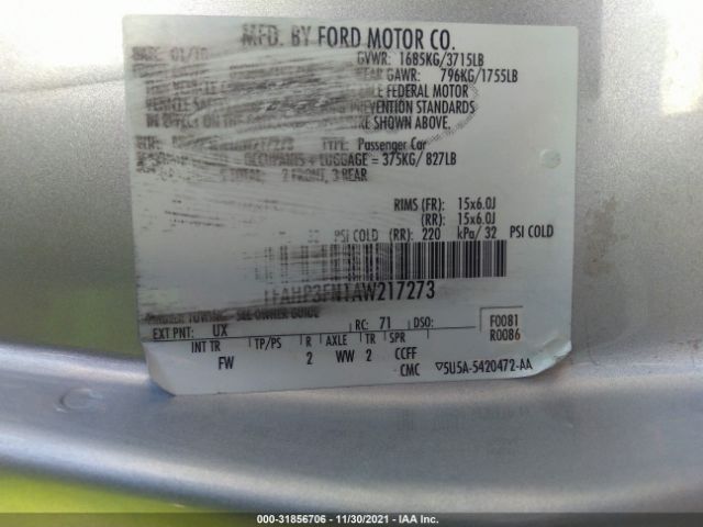 Photo 8 VIN: 1FAHP3FN1AW217273 - FORD FOCUS 