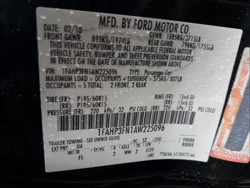 Photo 9 VIN: 1FAHP3FN1AW225096 - FORD FOCUS SE 