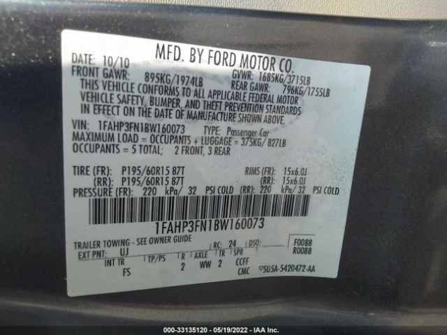 Photo 8 VIN: 1FAHP3FN1BW160073 - FORD FOCUS 