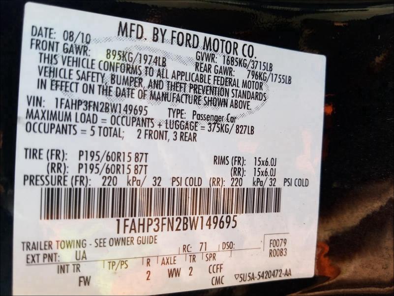 Photo 9 VIN: 1FAHP3FN2BW149695 - FORD FOCUS SE 