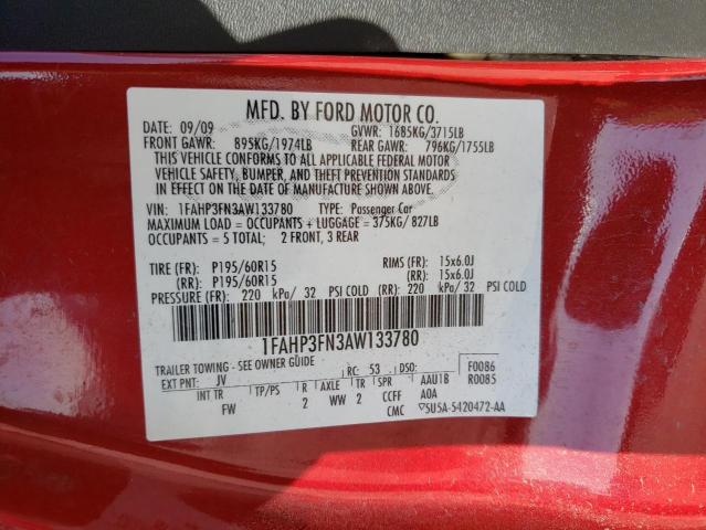 Photo 9 VIN: 1FAHP3FN3AW133780 - FORD FOCUS SE 