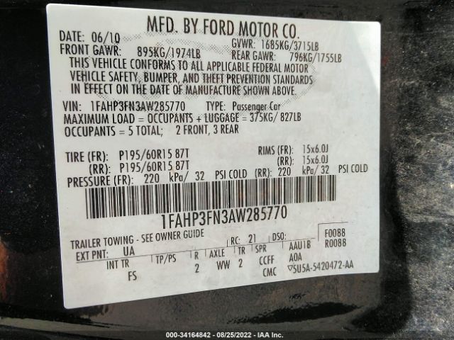 Photo 8 VIN: 1FAHP3FN3AW285770 - FORD FOCUS 