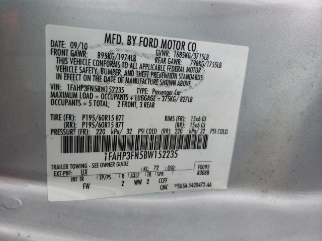 Photo 9 VIN: 1FAHP3FN5BW152235 - FORD FOCUS SE 