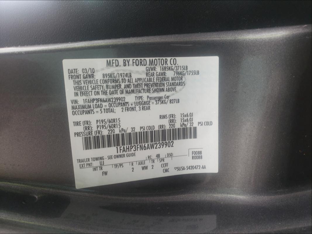 Photo 9 VIN: 1FAHP3FN6AW239902 - FORD FOCUS SE 