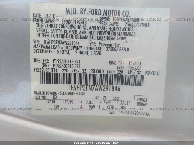 Photo 8 VIN: 1FAHP3FN7AW291846 - FORD FOCUS 