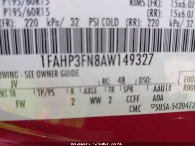 Photo 8 VIN: 1FAHP3FN8AW149327 - FORD FOCUS 