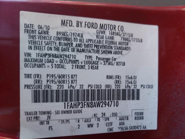 Photo 9 VIN: 1FAHP3FN8AW294710 - FORD FOCUS SE 