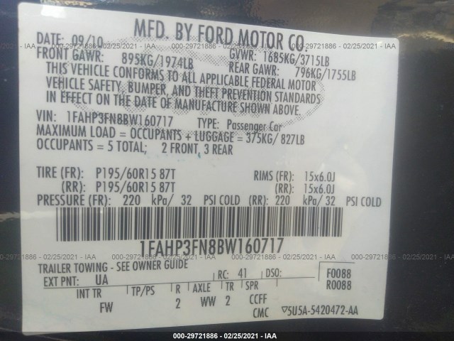 Photo 8 VIN: 1FAHP3FN8BW160717 - FORD FOCUS 