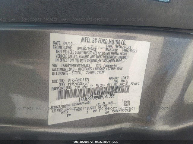 Photo 8 VIN: 1FAHP3FN9BW141383 - FORD FOCUS 