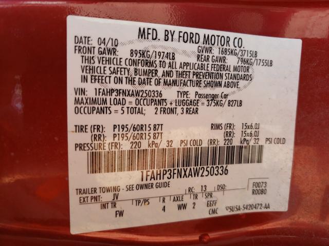 Photo 9 VIN: 1FAHP3FNXAW250336 - FORD FOCUS SE 