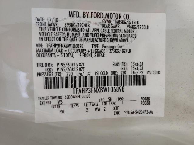 Photo 9 VIN: 1FAHP3FNXBW106898 - FORD FOCUS SE 