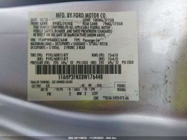 Photo 8 VIN: 1FAHP3FNXBW176448 - FORD FOCUS 