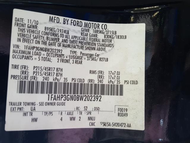 Photo 9 VIN: 1FAHP3GN0BW202392 - FORD FOCUS SES 