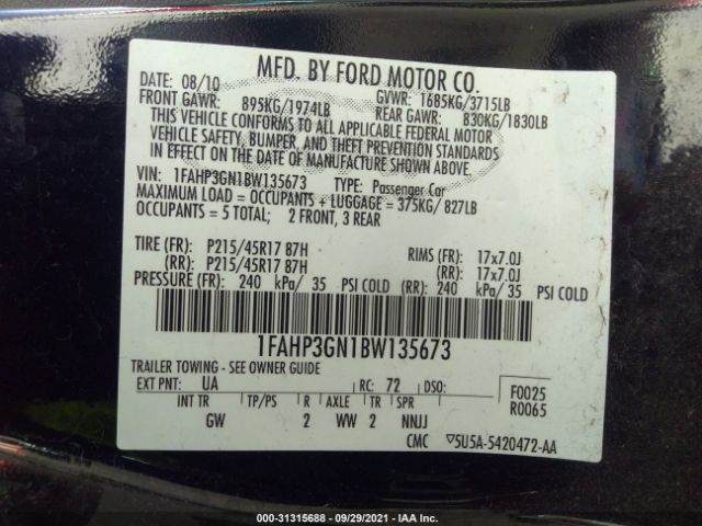 Photo 8 VIN: 1FAHP3GN1BW135673 - FORD FOCUS 