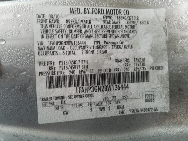 Photo 9 VIN: 1FAHP3GN2BW136444 - FORD FOCUS SES 