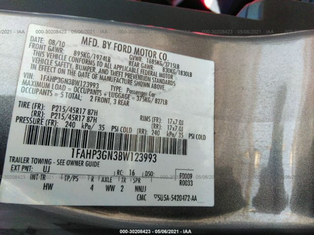 Photo 8 VIN: 1FAHP3GN3BW123993 - FORD FOCUS 