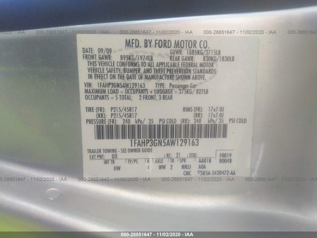 Photo 8 VIN: 1FAHP3GN5AW129163 - FORD FOCUS 