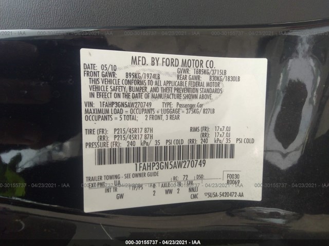 Photo 8 VIN: 1FAHP3GN5AW270749 - FORD FOCUS 