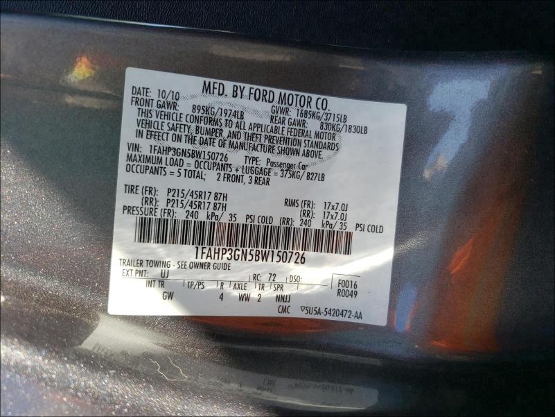 Photo 9 VIN: 1FAHP3GN5BW150726 - FORD FOCUS SES 