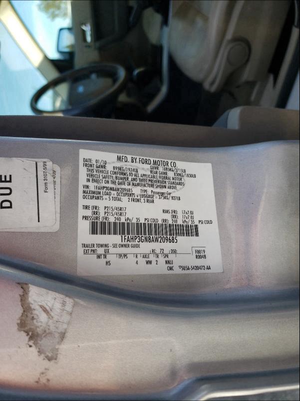 Photo 9 VIN: 1FAHP3GN8AW209685 - FORD FOCUS SES 