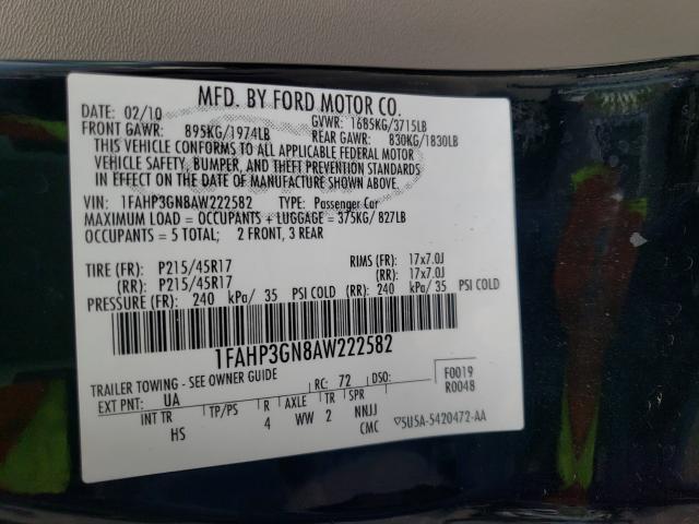 Photo 9 VIN: 1FAHP3GN8AW222582 - FORD FOCUS SES 