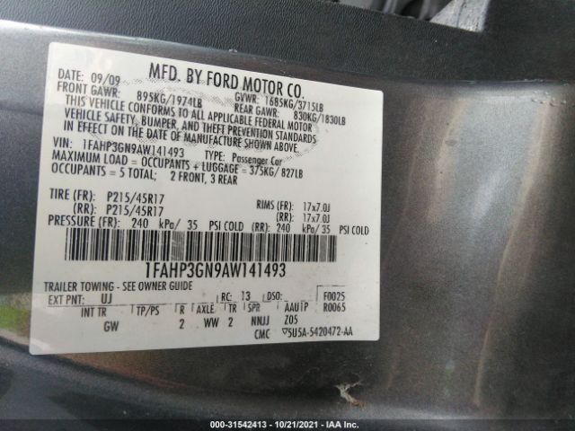 Photo 8 VIN: 1FAHP3GN9AW141493 - FORD FOCUS 