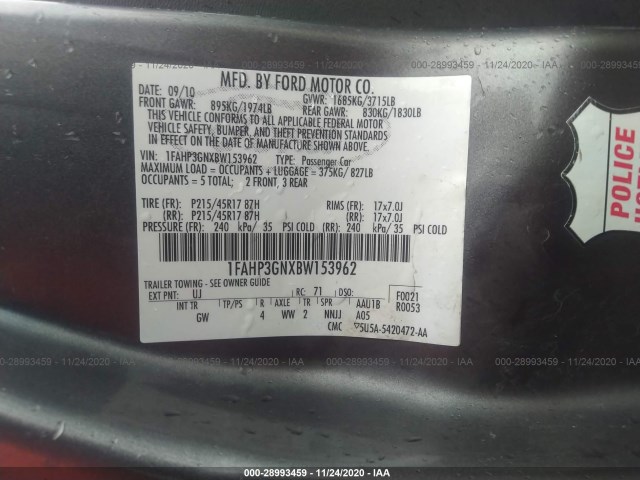 Photo 8 VIN: 1FAHP3GNXBW153962 - FORD FOCUS 