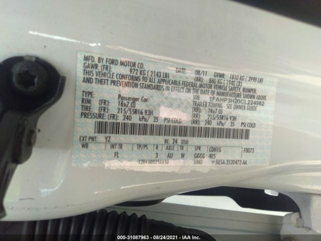 Photo 8 VIN: 1FAHP3H20CL224982 - FORD FOCUS 