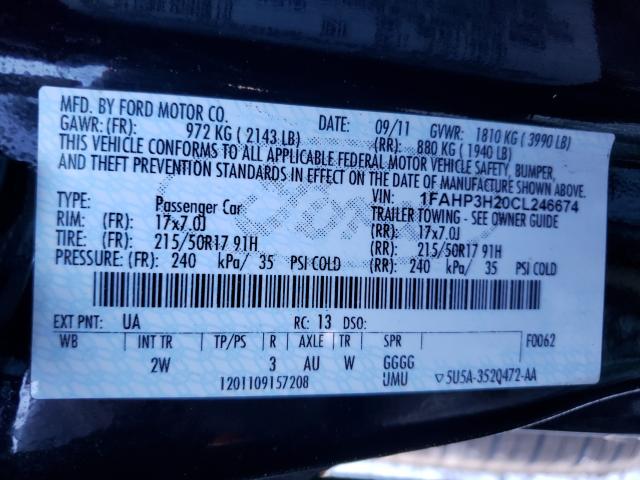 Photo 9 VIN: 1FAHP3H20CL246674 - FORD FOCUS SEL 