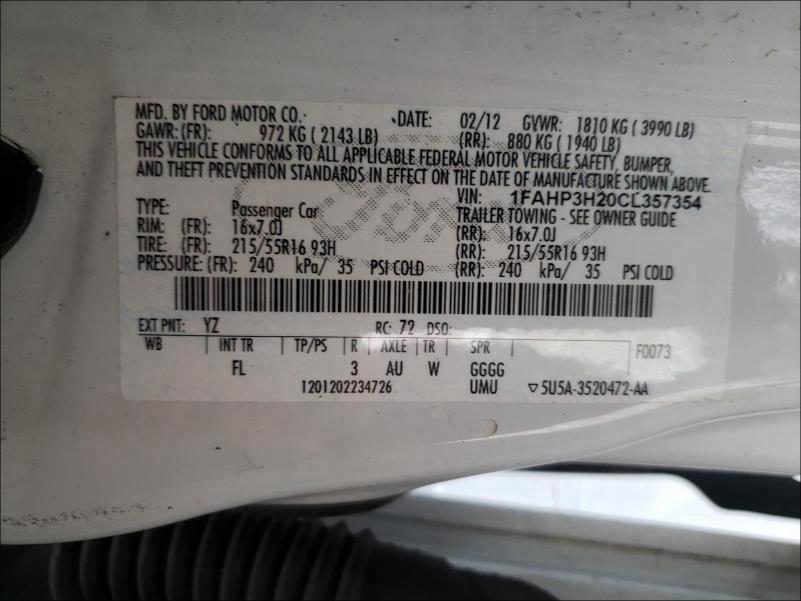 Photo 9 VIN: 1FAHP3H20CL357354 - FORD FOCUS SEL 