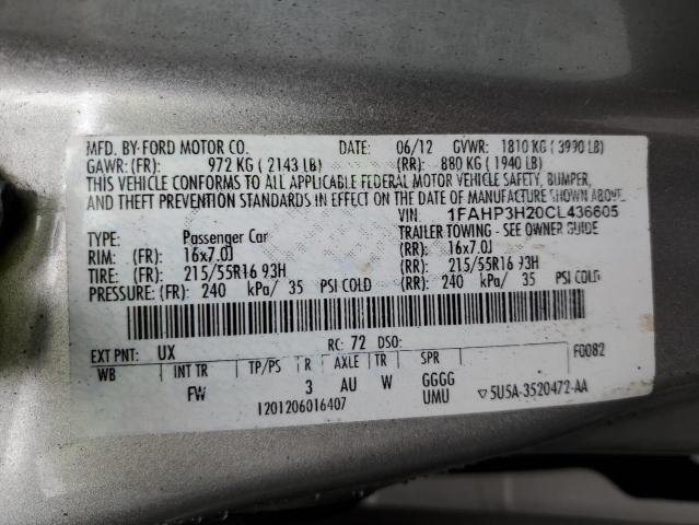 Photo 9 VIN: 1FAHP3H20CL436605 - FORD FOCUS SEL 