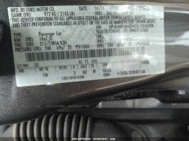 Photo 8 VIN: 1FAHP3H21CL124258 - FORD FOCUS 