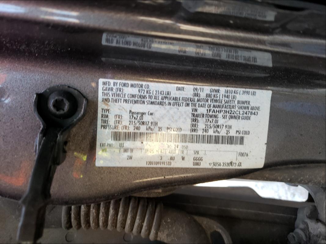 Photo 9 VIN: 1FAHP3H22CL247843 - FORD FOCUS SEL 