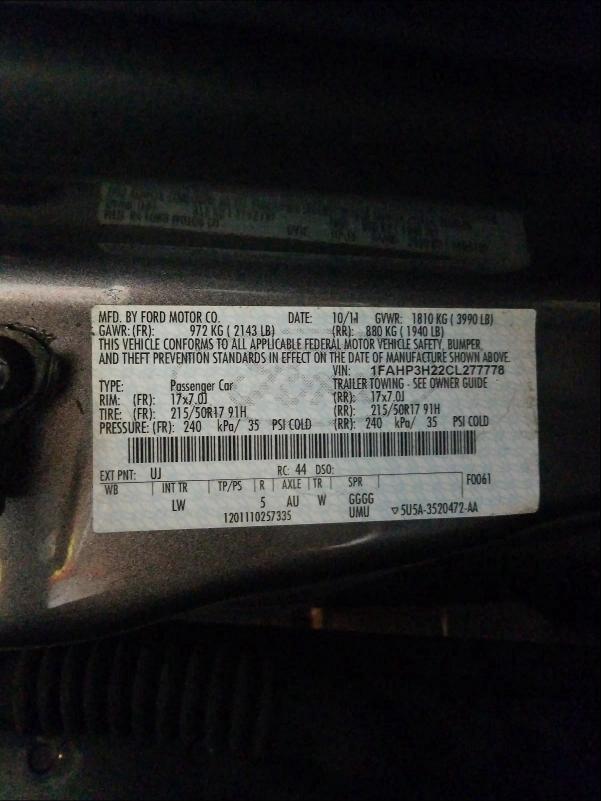 Photo 9 VIN: 1FAHP3H22CL277778 - FORD FOCUS SEL 