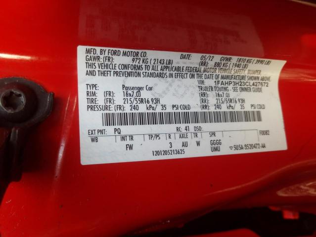 Photo 9 VIN: 1FAHP3H23CL427672 - FORD FOCUS SEL 