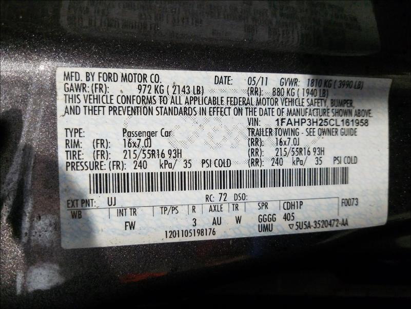 Photo 9 VIN: 1FAHP3H25CL161958 - FORD FOCUS SEL 