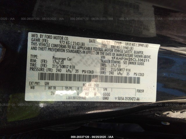 Photo 8 VIN: 1FAHP3H25CL336211 - FORD FOCUS 