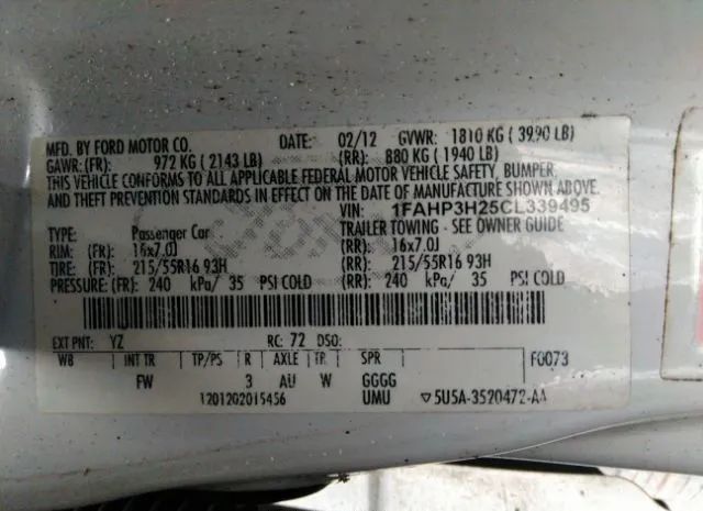 Photo 8 VIN: 1FAHP3H25CL339495 - FORD FOCUS 