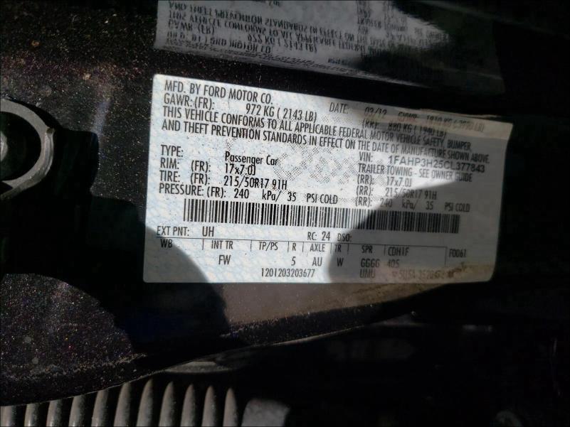 Photo 9 VIN: 1FAHP3H25CL377843 - FORD FOCUS SEL 