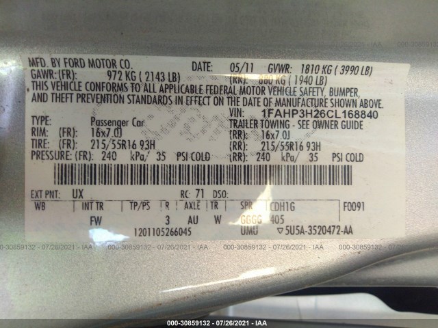 Photo 8 VIN: 1FAHP3H26CL168840 - FORD FOCUS 