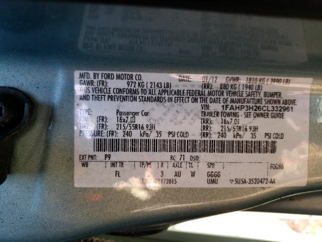 Photo 9 VIN: 1FAHP3H26CL332961 - FORD FOCUS SEL 