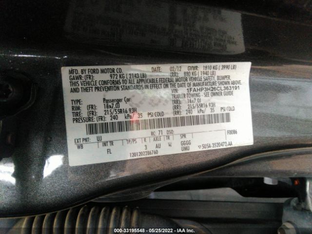 Photo 8 VIN: 1FAHP3H26CL363191 - FORD FOCUS 