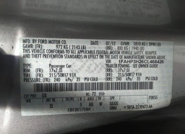 Photo 8 VIN: 1FAHP3H26CL468426 - FORD FOCUS 