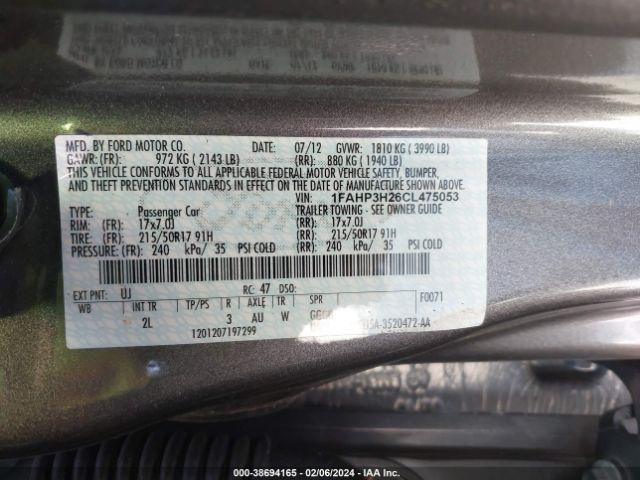 Photo 8 VIN: 1FAHP3H26CL475053 - FORD FOCUS 