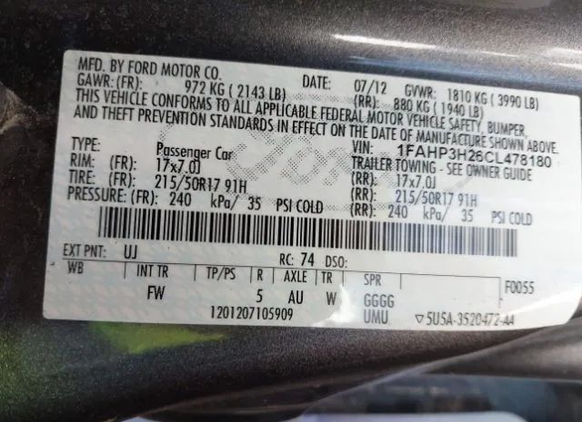 Photo 8 VIN: 1FAHP3H26CL478180 - FORD FOCUS 