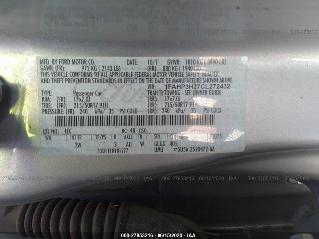 Photo 8 VIN: 1FAHP3H27CL272432 - FORD FOCUS 