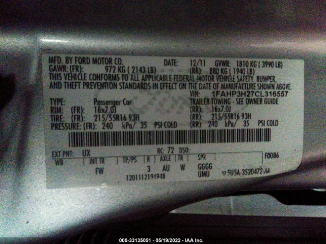 Photo 8 VIN: 1FAHP3H27CL316557 - FORD FOCUS 