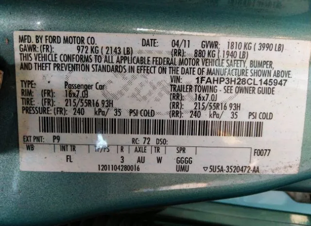 Photo 8 VIN: 1FAHP3H28CL145947 - FORD FOCUS 