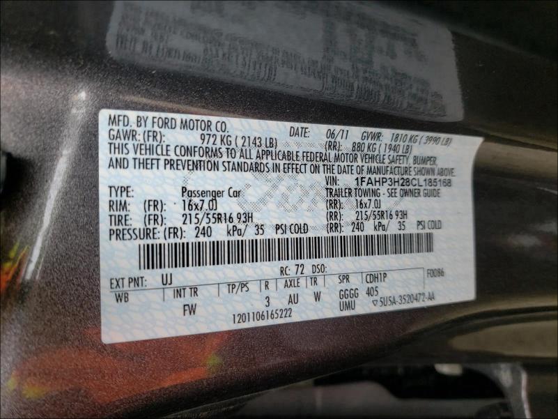 Photo 9 VIN: 1FAHP3H28CL185168 - FORD FOCUS SEL 