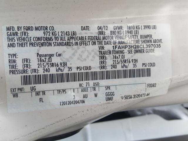 Photo 9 VIN: 1FAHP3H28CL397035 - FORD FOCUS SEL 